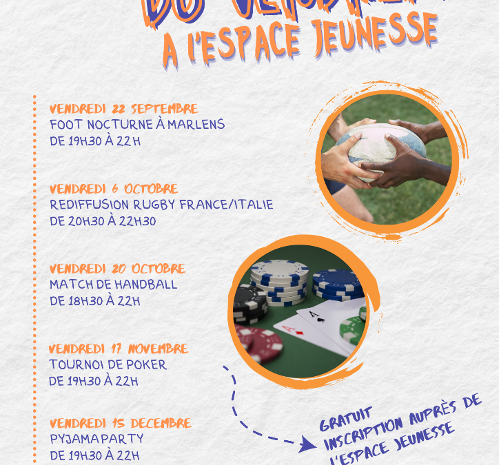NOUVEAU : LES SOIRÉES DU VENDREDI À L’ESPACE JEUNESSE
