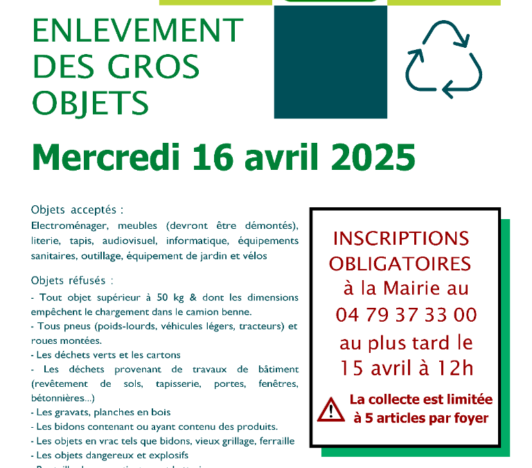 ENLEVEMENT DES GROS OBJETS